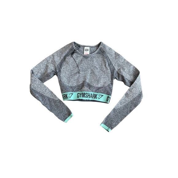 Gym shark grey long sleeved cropped work out top - Picture 1 of 3